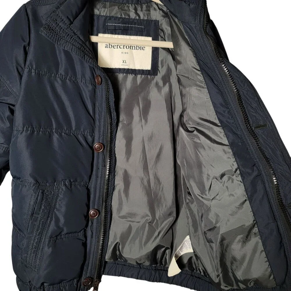 Abercrombie Kids Boys Blue Down Filled Puffer Jacket XL Preppy Winter